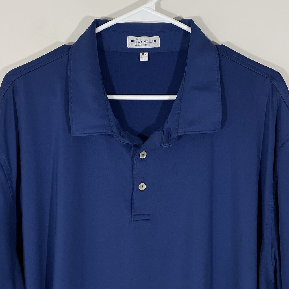 Peter Millar Summer Comfort Polo Shirt Mens 3XL Solid Navy Blue Stretch Golf